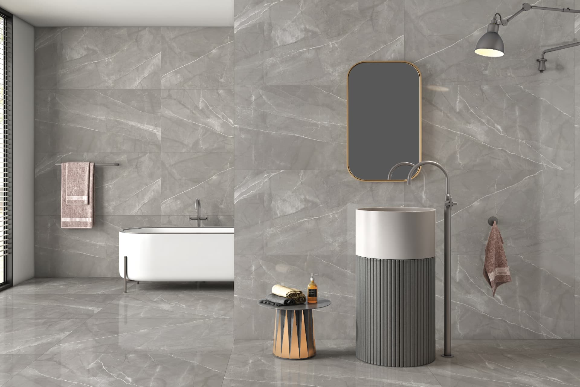 Silver Luxury porcelain tile installed in an interior